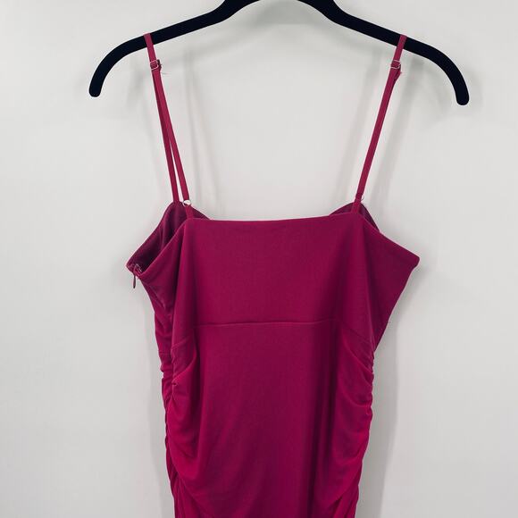 Showpo Coming for You Mesh Ruched Bodycon Midi Dress Magenta Hot Pink NEW 8 - Picture 6 of 11